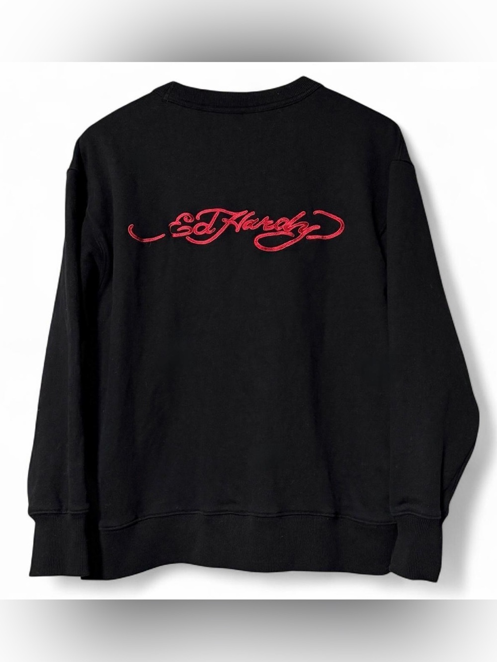Ed Hardy black crewneck sweatshirt with red embroidery Size M